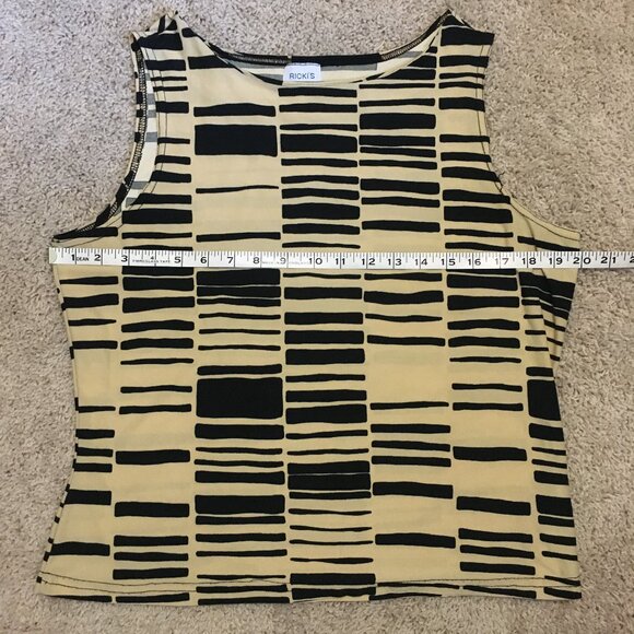 Vintage Y2K Canadian Creamed Honey and Black Stretchy Barcode Tank Top - Picture 11 of 14